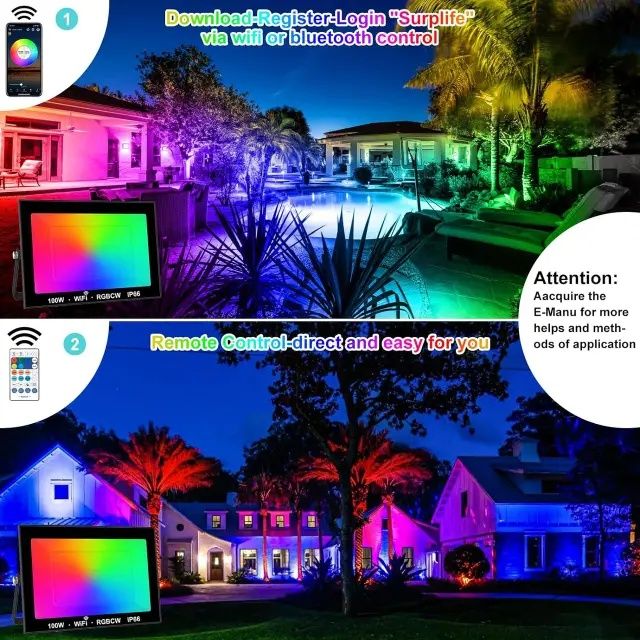 Smart RGB WiFi светодиодный прожектор мощностью 100 Вт,