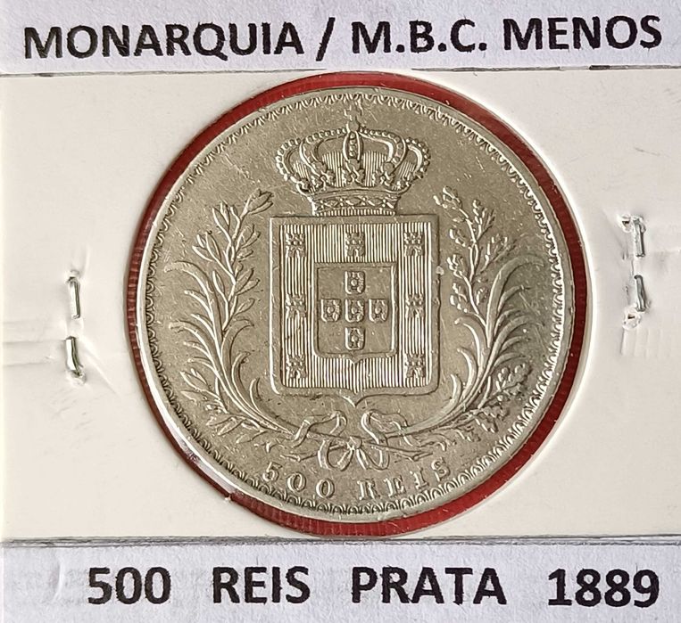 2 Moedas 5 Tostões 500 Réis da Monarquia Portuguêsa  D. Luiz I Prata
