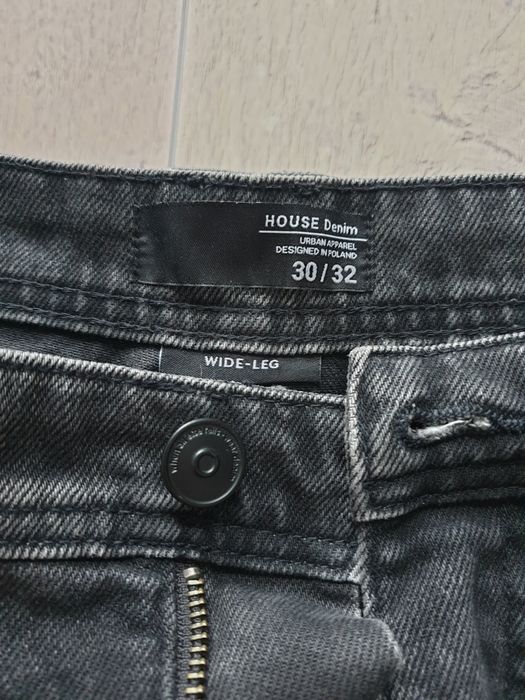 Spodnie jeansy House 30/32 czarne szare szerokie wide-leg