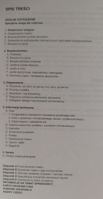 GIANT - instrukcja obsługi roweru PL - ENG