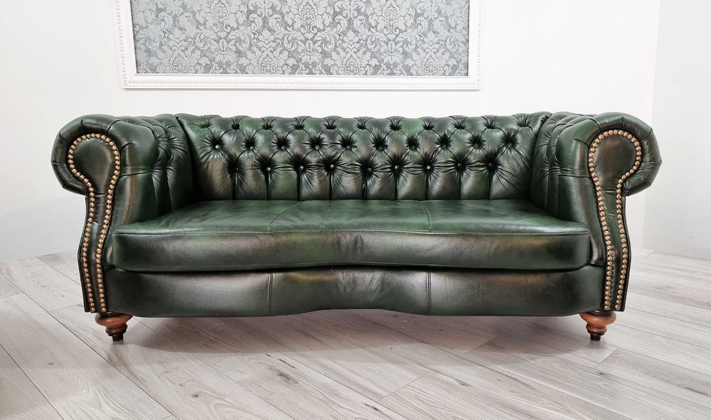 Zestaw pikowany Chesterfield MILTON 3+1+pufa/ skóra / producent