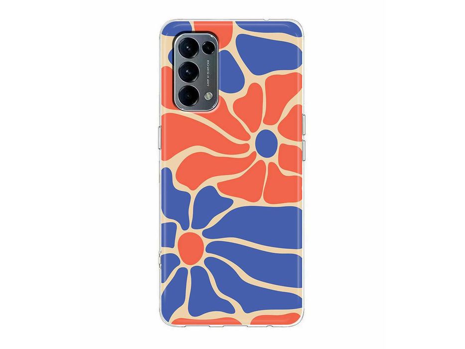 Capa silicone Flores laranja e azuis abstracto para telemóveis Oppo