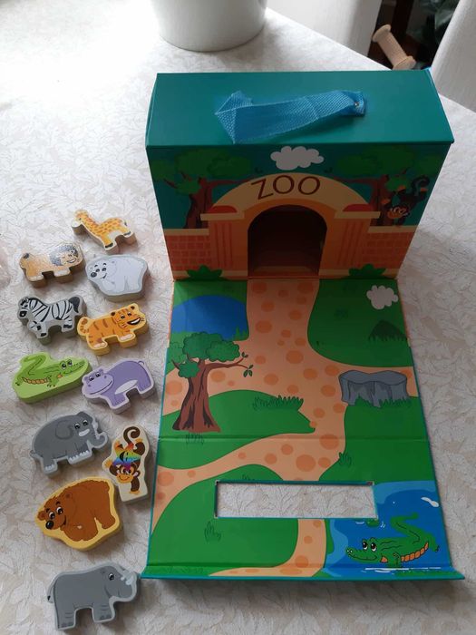 Zabawka ZOO z drewnianymi zwierzątkami - 12 sztuk