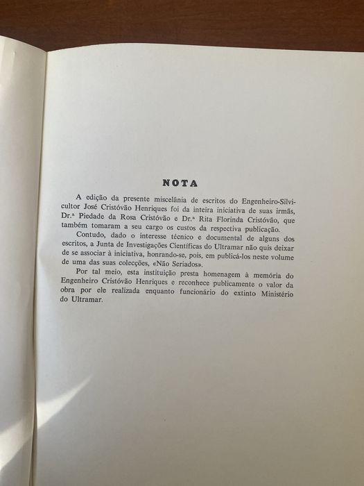 Livro Testemunhos de José Cristóvão Henriques ( Engenheiro-Sivicultor)