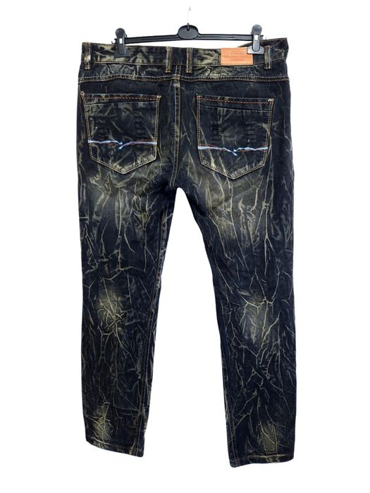 Spodnie jeansowe streetwear handmade custom postarzane L XL