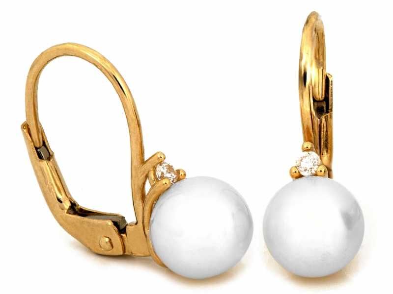 Kolczyki złote angielskie zapięcie z perełkami PR 585
