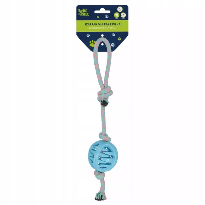 Zabawka dla psa Szarpak 40 cm z piłką niebieski TRIK&ROLL 560710. Trik&Roll. Nowy Produkt