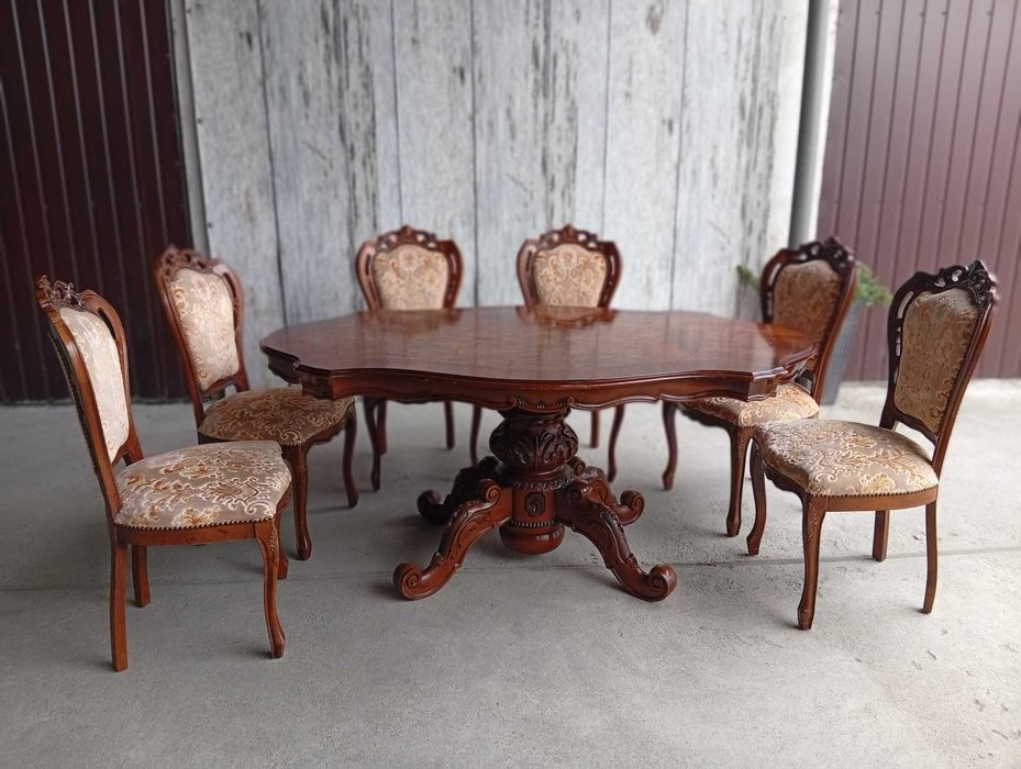 komplet stół +  6 krzeseł Ludwik / 580