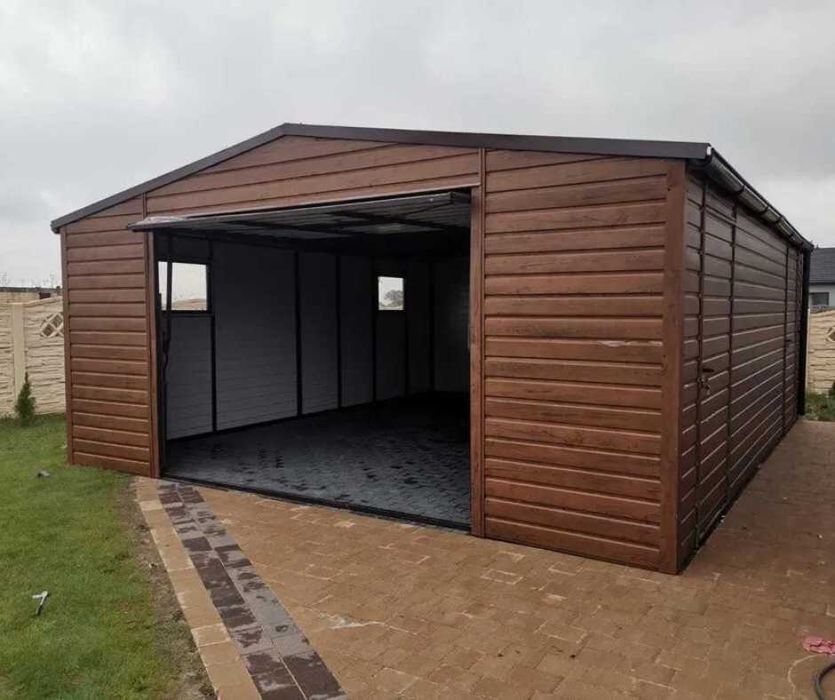 Garaż blaszany 5x6 drewnopodobny jednostanowiskowy