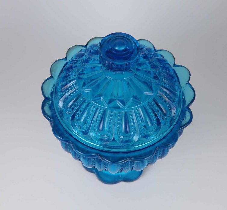 Compoteira em vidro azul Séc. XIX/XX