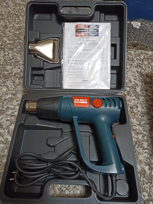 НОВИЙ Будівельний фен Zenit PROFI 2000W ПОВНИЙ КОМПЛЕКТ! Фен промислов