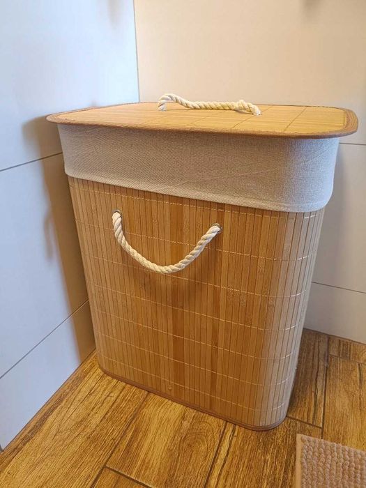Stylowy Kosz na Pranie Bambusowy 60L Brązowy Loft Eko