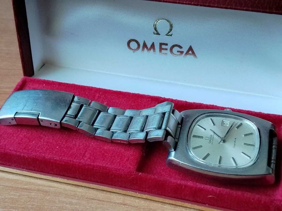 Zegarek vintage, męski: Omega Genève Automatic „TV Dial” Ref. 166.0190; 1974r., last serwice 2024, oryginał z pudełkiem
