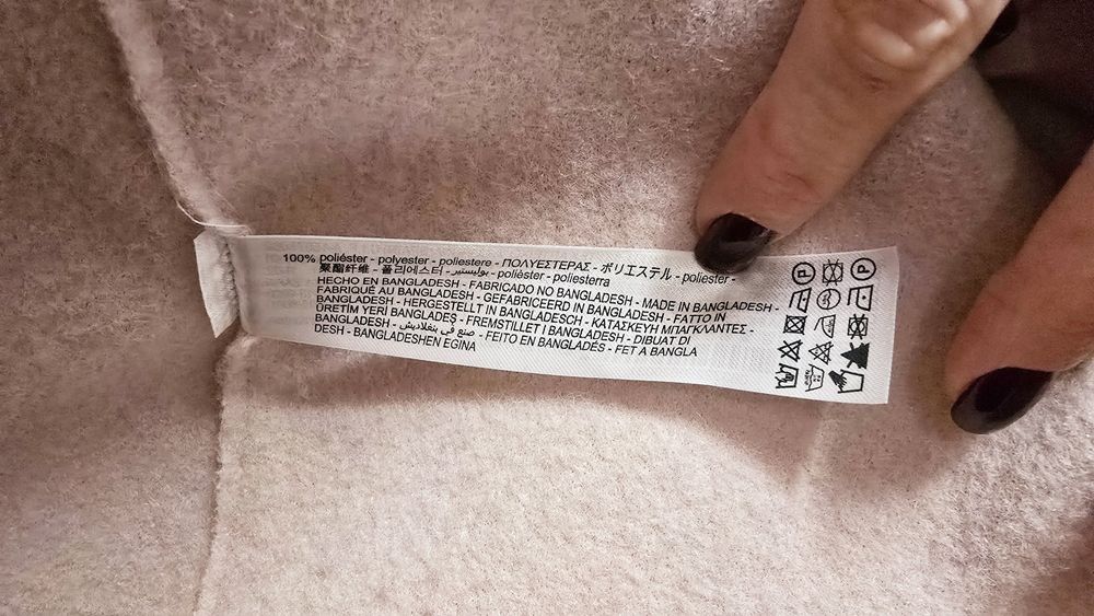 Zara nowy płaszcz damski boucle oversize pudrowy róż M