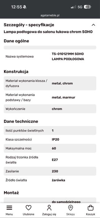 Lampa salonowa stojąca