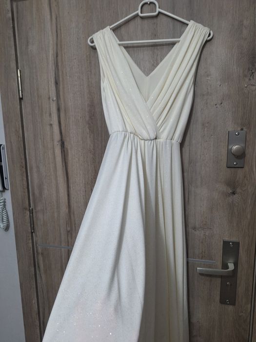 Sukienka maxi błyszcząca Elizabeth Collection S ecru