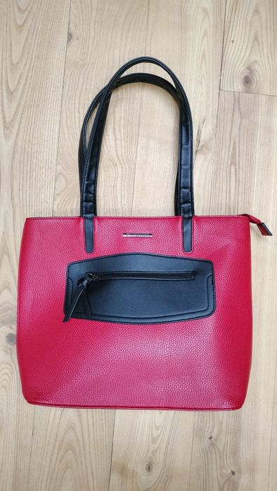 Wittchen Damska shopperka z ekoskóry czerwono czarna