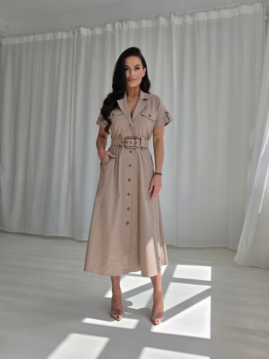 Elegancka sukienka beżowa rozm l xl
