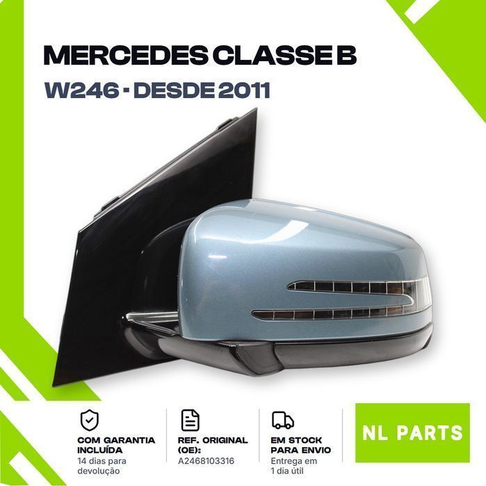 Espelho retrovisor Mercedes Classe B W246 A2468103316 Esquerdo (2011 em diante)