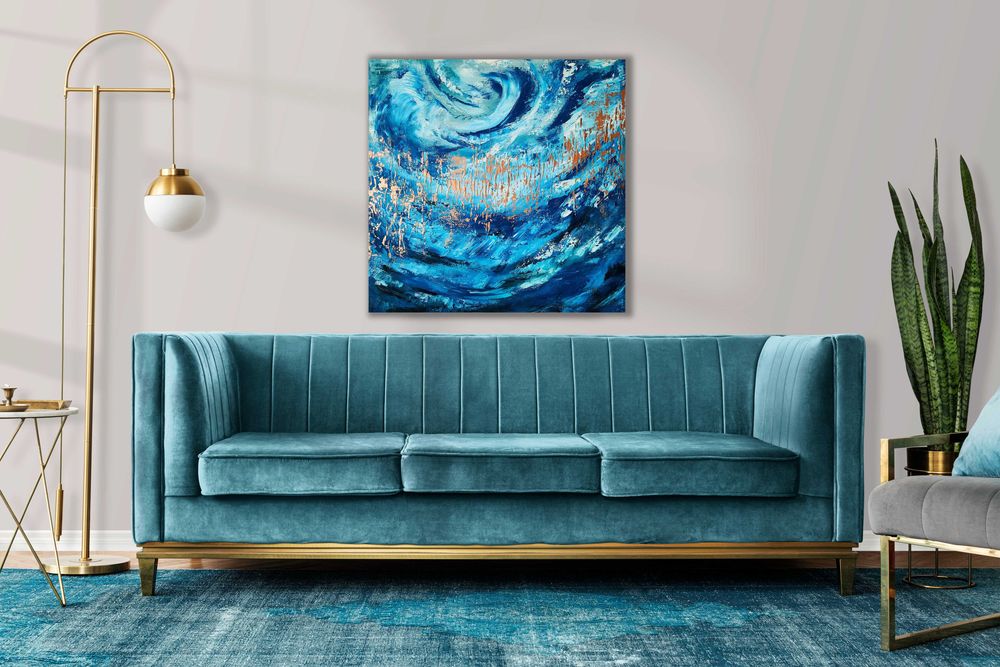 Abstrakcja autorski nowoczesny obraz akryle na płótnie 60x60cm