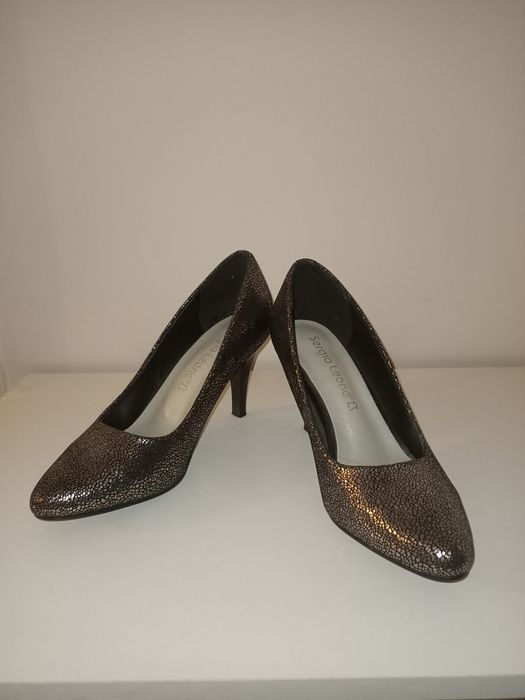 Buty Sergio Leone szpilki obcas brokatowe eleganckie