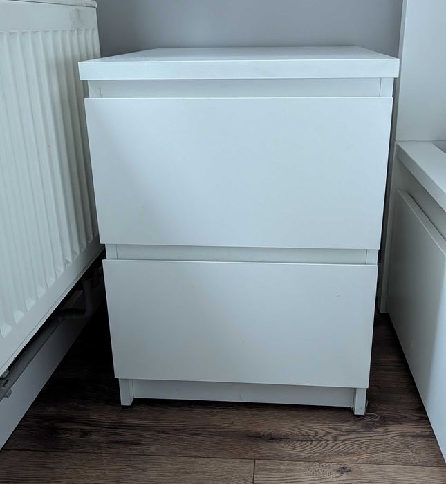 MALM Komoda, 2 szuflady, biała/połysk, 40x55 cm