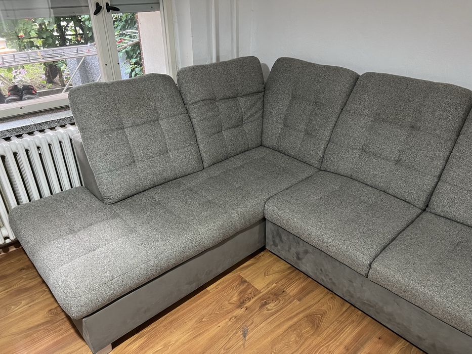 Duży Narożnik Sofa Szara z Funkcja Spania 200x250
