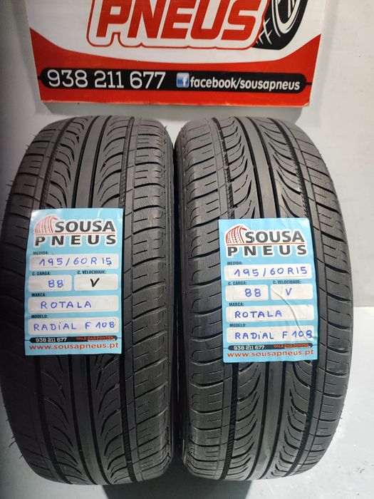 2 pneus semi novos 195-60R15 Rotala - Oferta dos portes