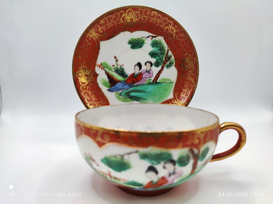 Chávena de chá de porcelana de Casquinha de Macau pintado a mão linda