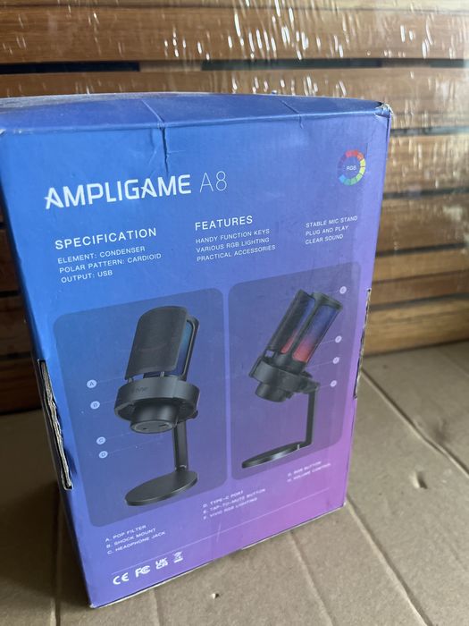 #AMPLIGAME A8#Mikrofon Gamingowy#Nowy#
