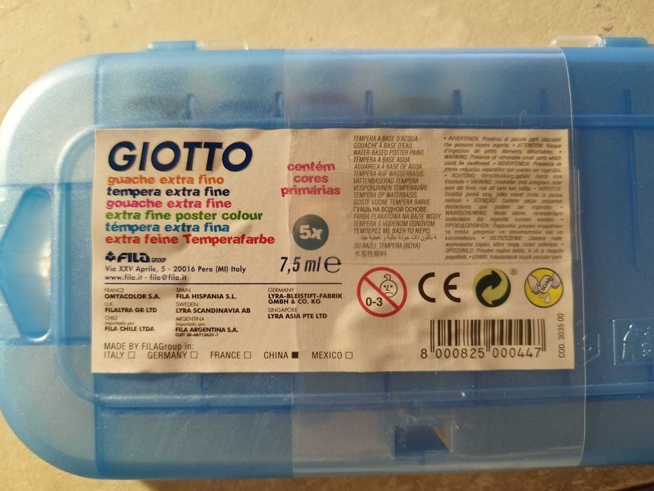 8 guaches extra finas 7,5 ml da giotto