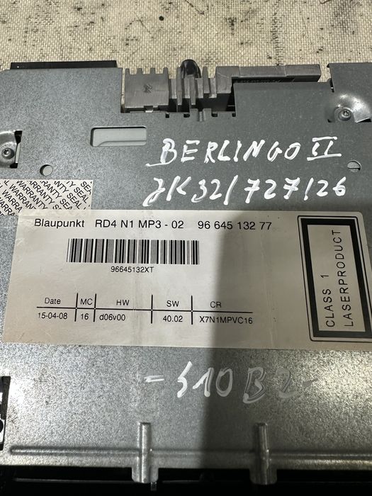 Radio Cd Citroen Berlingo Ii 2008R. 96645132Xt