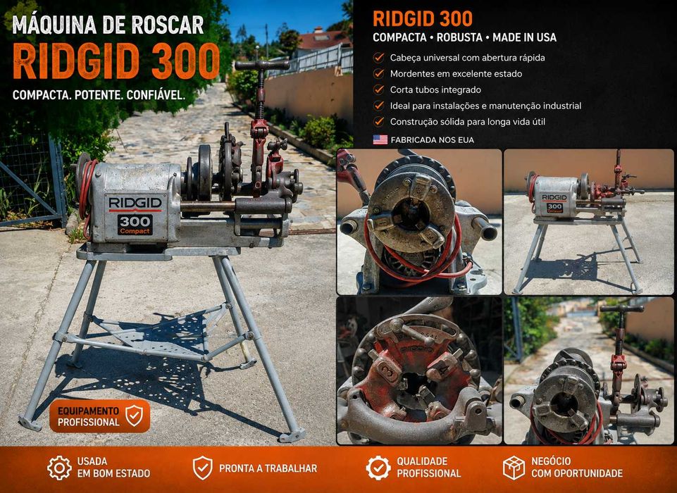 RIDGID 300 Máquina de Roscar Tubos Profissional + Tripé