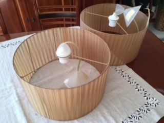 Abajur Tecido ceda/transparente castanho claro