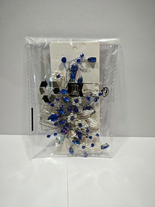 Zoestar Grzebień/Spinka Do Włosów Dla Panny Młodej Szafirowa