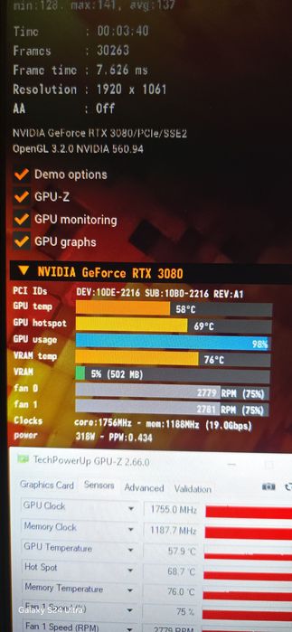 Nvidia RTX 3080 10Gb (Обслужена, отл состояние)