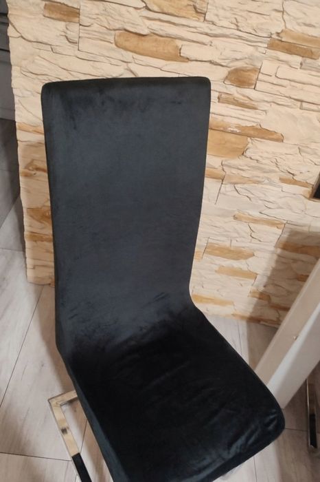 ZESTAW Welurowe Pokrowce Na Krzesło Premium czarne eleganckie