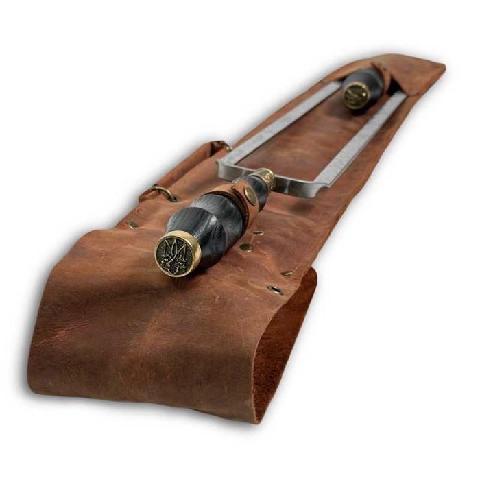 Набір шампурів у чохлі зі шкіри Український герб BS61 Шампура в чехле