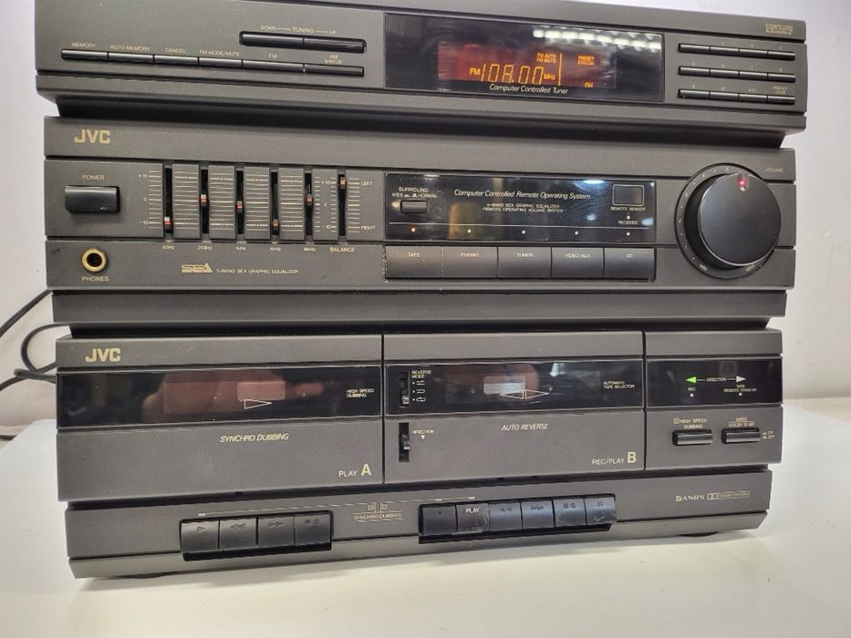Стерео башта JVC DR-E5LBK з подвійною касетною декою