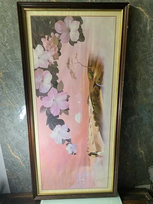 Quadro “Paisagem Rosa” de I. Núñez – Moldura de Madeira