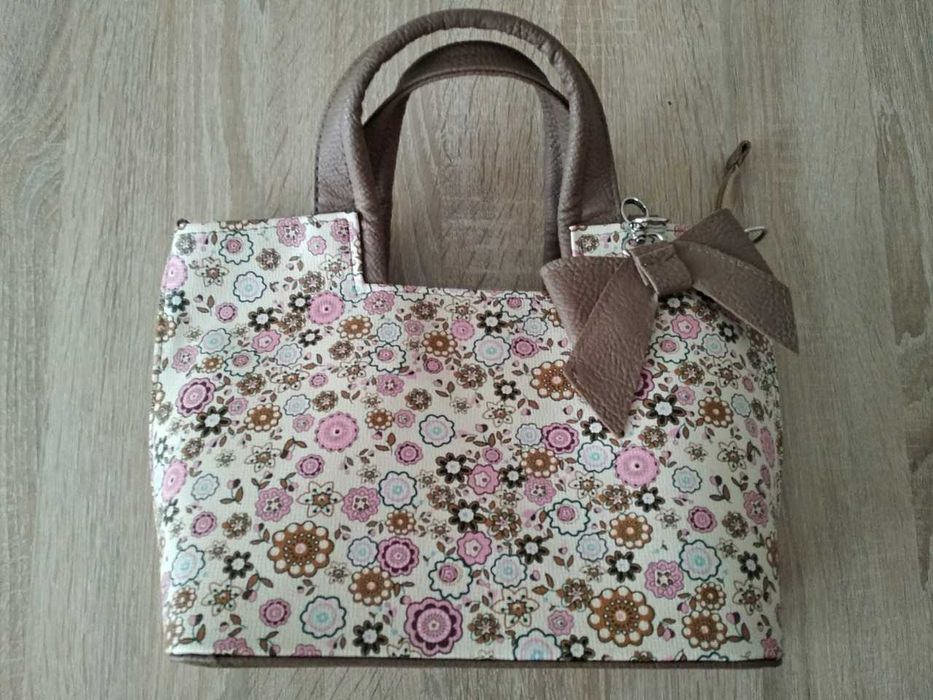 Сумка бежево-коричнева, кожзам, нова