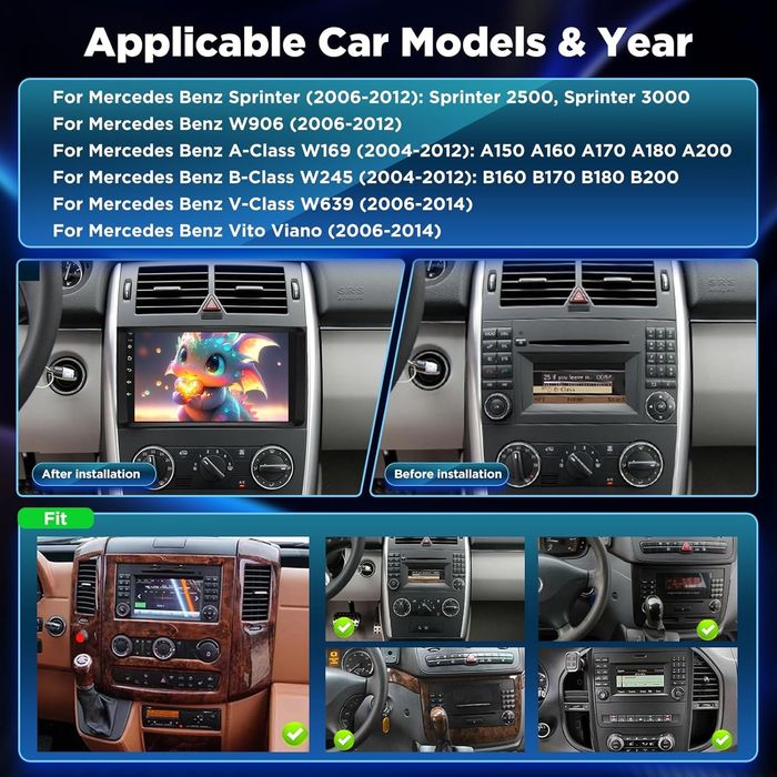 Rádio Android 9" Mercedes CarPlay WiFi GPS