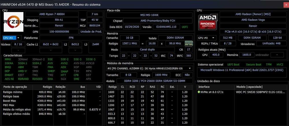 Portátil MSI Bravo 15 B5DD-012XES