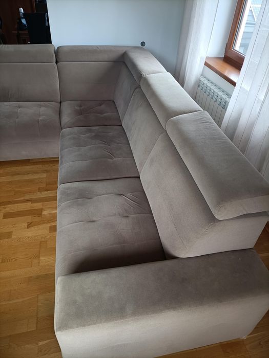 Duży narożnik lewy z funkcją spania  | Welur | Okazyjna cena