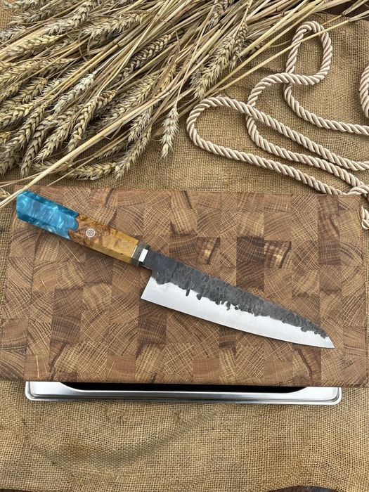 Кований кухонний шеф ніж з сталі N690 60-61hrc ручна робота, 3d гібрид