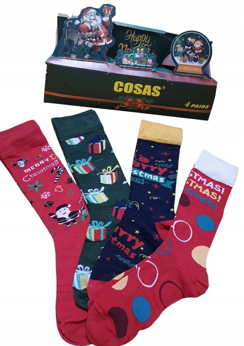 Zestaw Męskich Skarpet Świątecznych 4 szt. 39 42 prezent Xmas