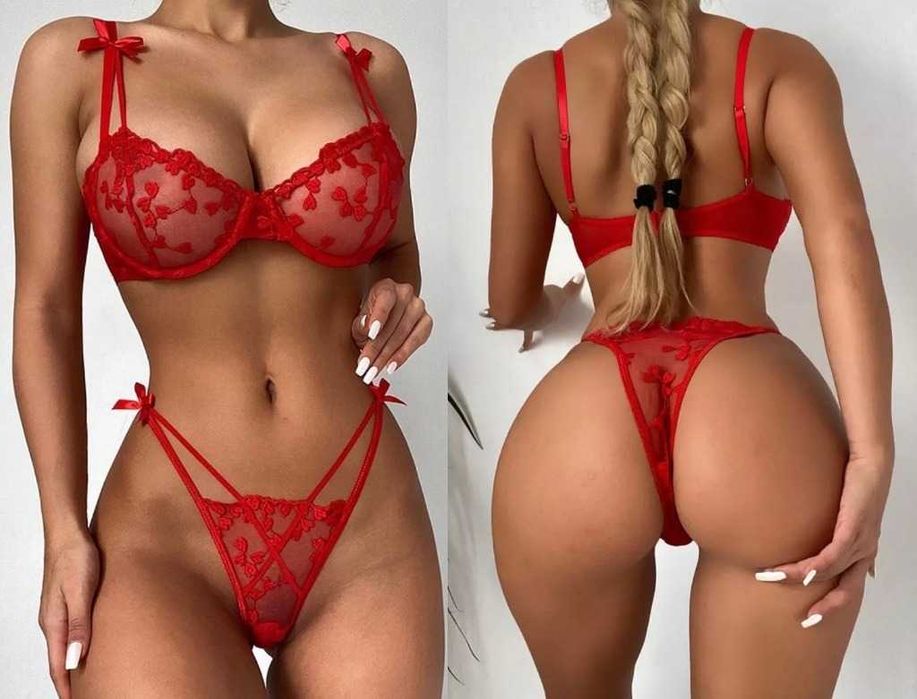 Koronkowa bielizna seksowna czerwona komplet Walentynki
