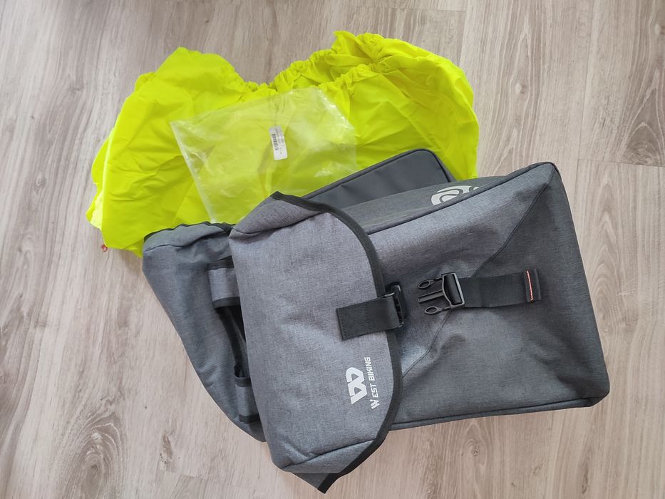 West biking35L  sakwy podwójne rowerowe na bagażnik nowe pokrowiec deszczowy