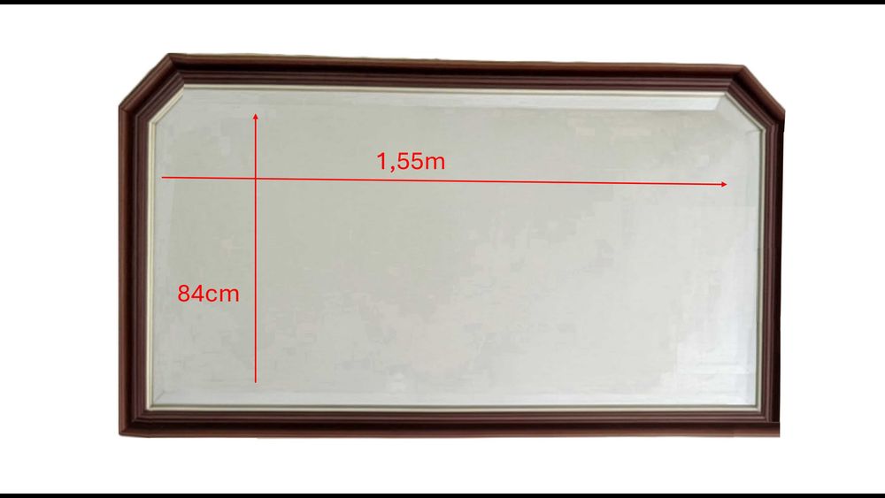 Espelho biselado de parede, 1.55m x 84cm