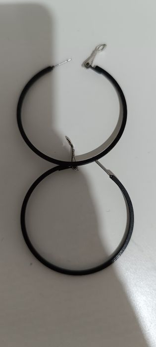 Black hoop earrings, used.
